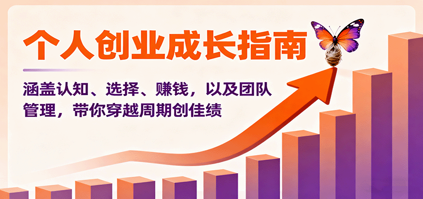 个人创业成长指南：涵盖认知、选择、赚钱，以及团队管理，带你穿越周期创佳绩-紫橙资源网