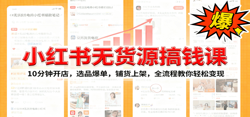 小红书无货源爆单课：10分钟开店，选品爆单，铺货上架，全流程教你轻松变现-紫橙资源网