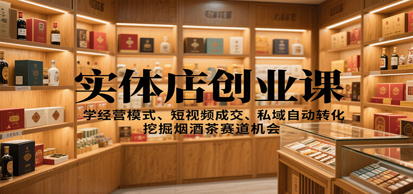实体店创业课：学经营模式、短视频成交、私域自动转化，挖掘烟酒茶赛道机会-紫橙资源网