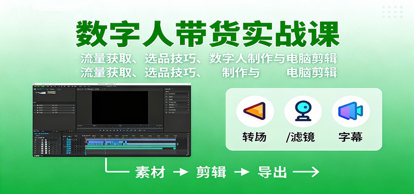 数字人变现实战课：流量获取、选品技巧、数字人制作与电脑剪辑-紫橙资源网