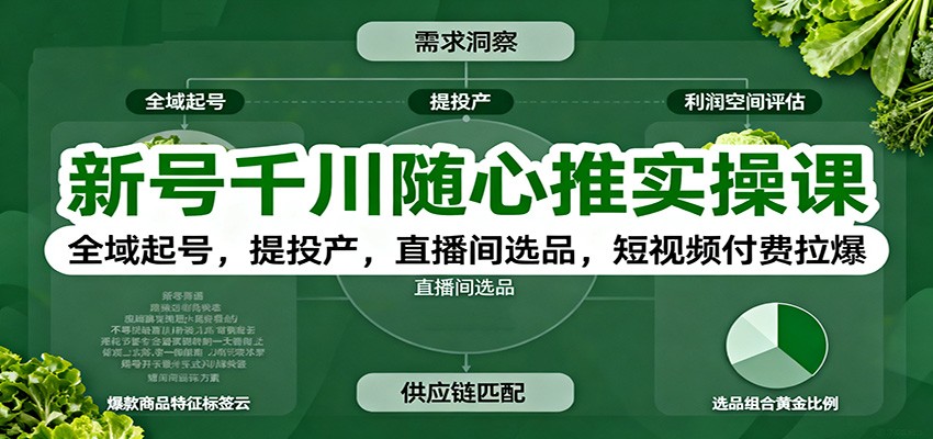 【福缘网】新号千川随心推实操课：全域起号，提投产，直播间选品，短视频付费拉爆 - 紫橙资源网