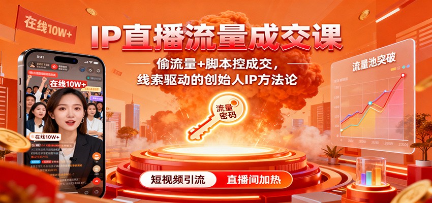 IP直播流量成交课：偷流量+脚本控成交，线索驱动的创始人IP方法论-紫橙资源网