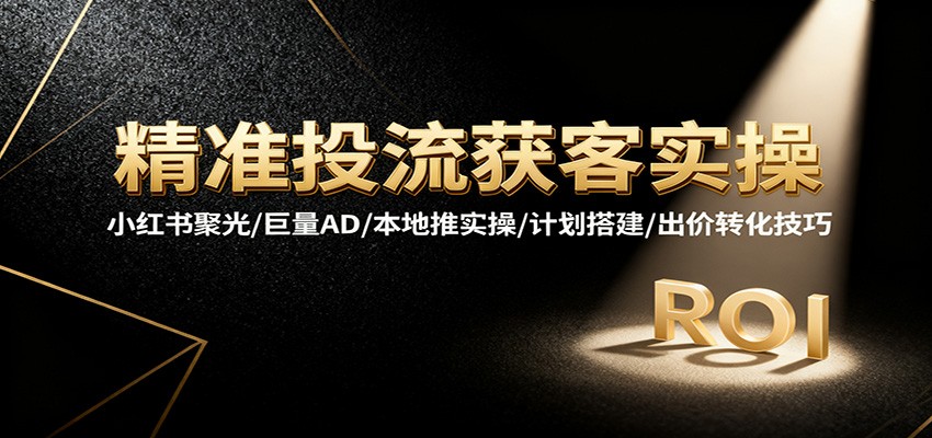 精准投流获客实操，小红书聚光/巨量AD/本地推实操/计划搭建/出价转化技巧-紫橙资源网