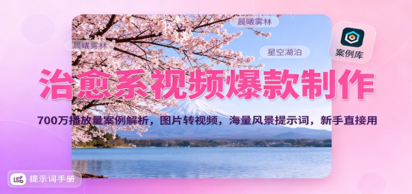 治愈系视频爆款制作，700万播放量案例解析，图片转视频，海量风景提示词，新手直接用-紫橙资源网