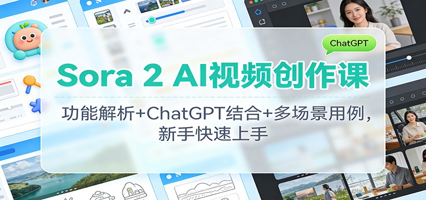 Sora 2 AI视频创作课：功能解析+ChatGPT结合+多场景用例，新手快速上手-紫橙资源网