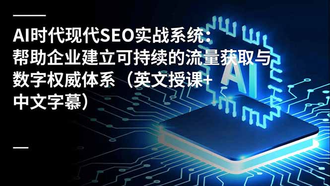 AI时代现代SEO实战系统：帮助企业建立可持续的流量获取与数字权威体系（英文授课+中文字幕）-紫橙资源网