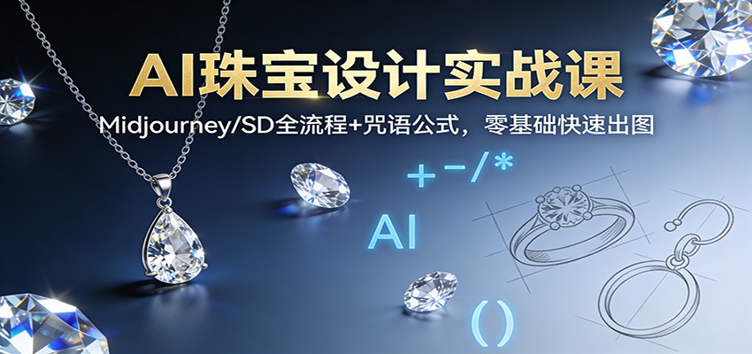 AI珠宝设计实战课：Midjourney/SD全流程+咒语公式，零基础快速出图-紫橙资源网