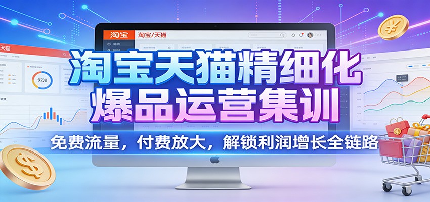 淘宝天猫精细化爆品运营集训：免费流量，付费放大，解锁利润增长全链路-紫橙资源网