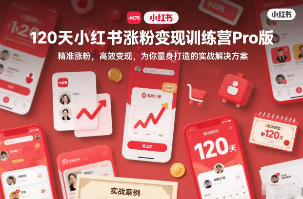 120天小红书涨粉变现训练营Pro版，​精准涨粉，高效变现​，为你量身打造的实战解决方案-紫橙资源网
