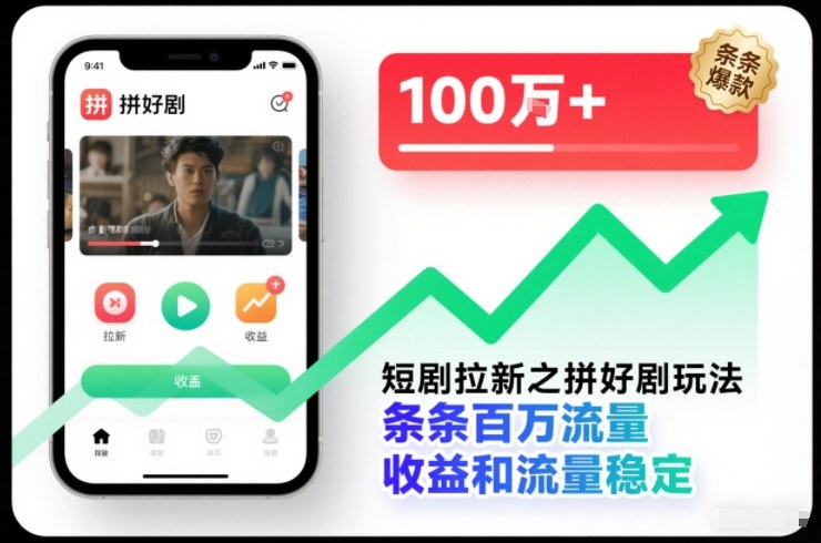 短剧拉新之拼好剧玩法，条条百万流量，收益和流量稳定-紫橙资源网