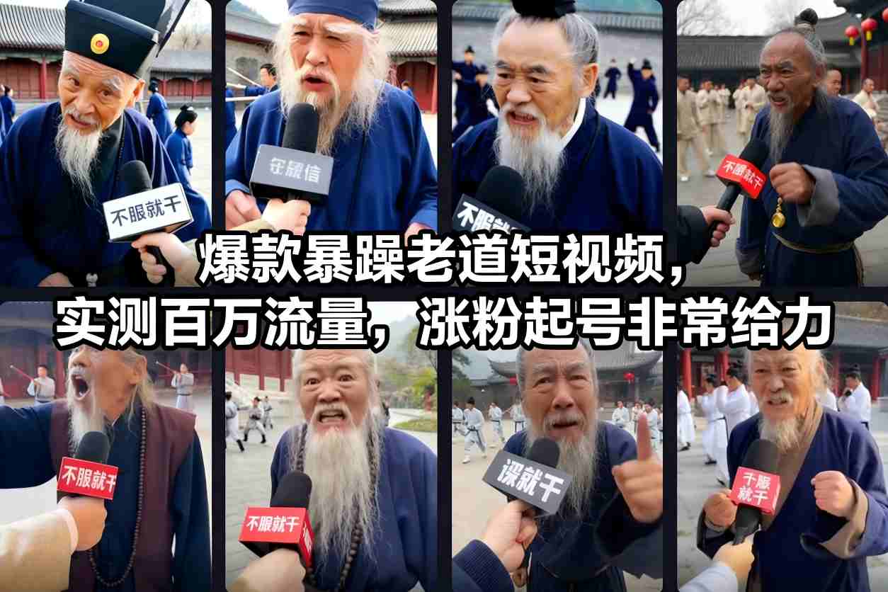 爆款暴躁老道短视频,实测百万流量,涨粉起号非常给力-紫橙资源网