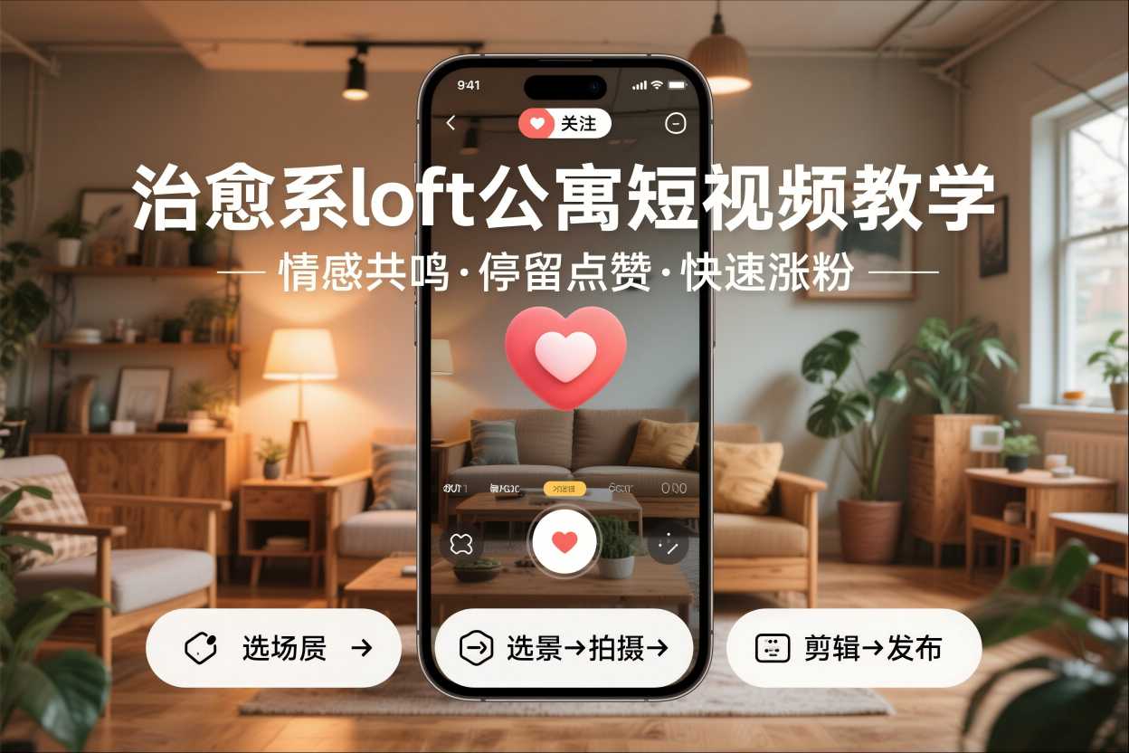 治愈系loft公寓短视频制作教学,情感共鸣引停留点赞关注,快速起号涨粉-紫橙资源网