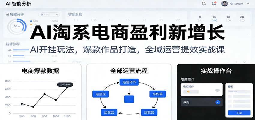 AI淘系电商盈利新增长，AI开挂玩法，爆款作品打造，全域运营提效实战课-紫橙资源网