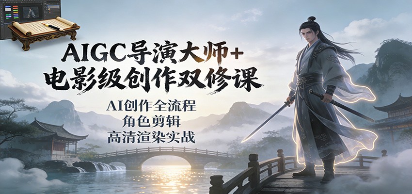 AIGC导演大师+电影级创作双修课：AI创作全流程、角色剪辑、高清渲染实战-紫橙资源网