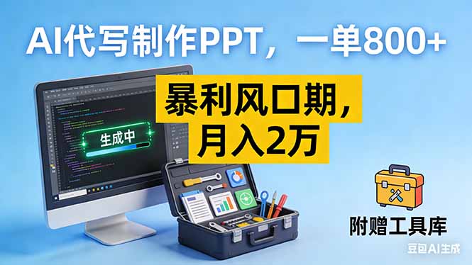 AI代写制作PPT，一单800+， 暴利风口期，月入2万【附工具】-紫橙资源网