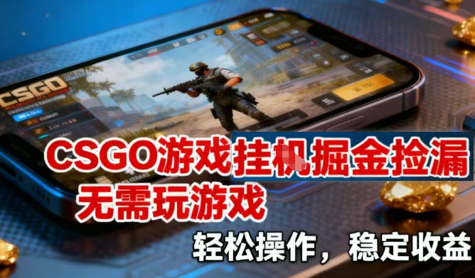 CSGO游戏挂G掘金捡漏，不需要玩游戏，操作简单，收益稳定-紫橙资源网