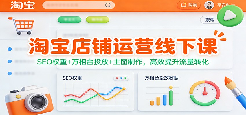 淘宝店铺运营线下课：SEO权重+万相台投放+主图制作，高效提升流量转化-紫橙资源网