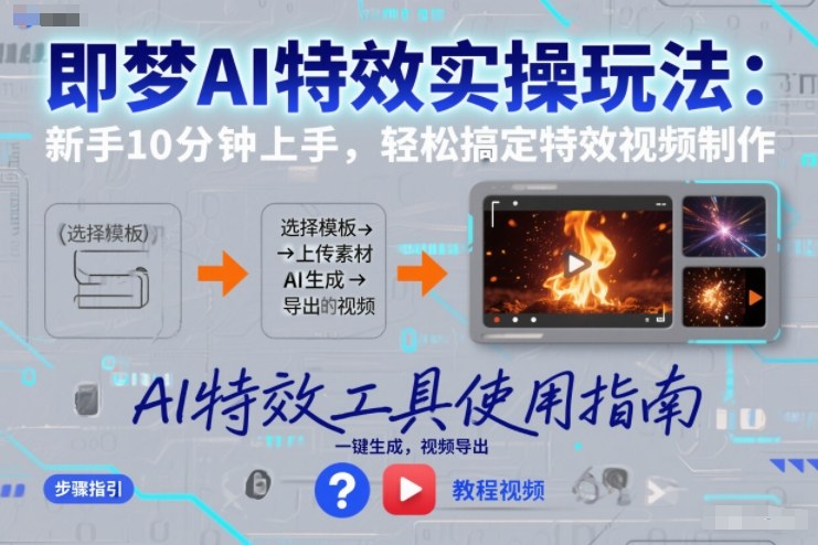 即梦AI特效实操玩法:新手10分钟上手,轻松搞定特效视频制作-紫橙资源网