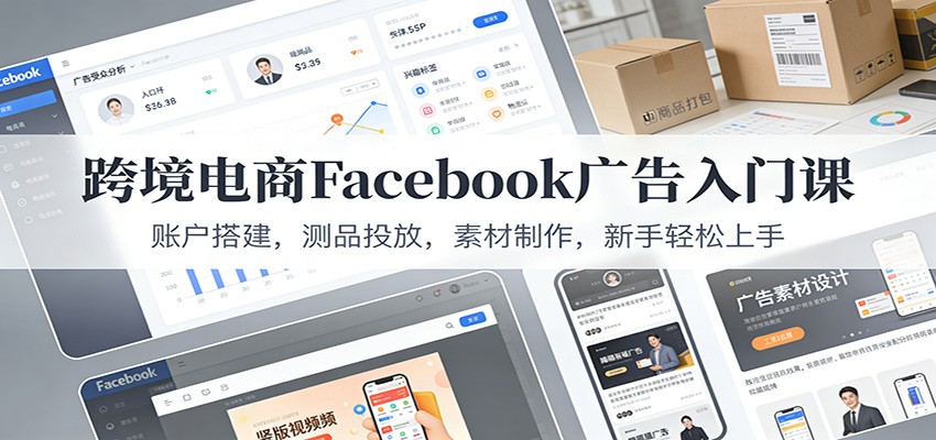 跨境电商Facebook广告入门课:账户搭建,测品投放,素材制作,新手轻松上手-紫橙资源网