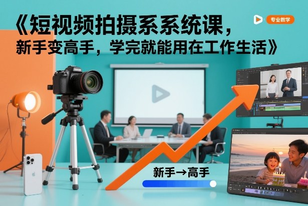 短视频拍摄系统课，新手变高手，学完就能用在工作生活-紫橙资源网