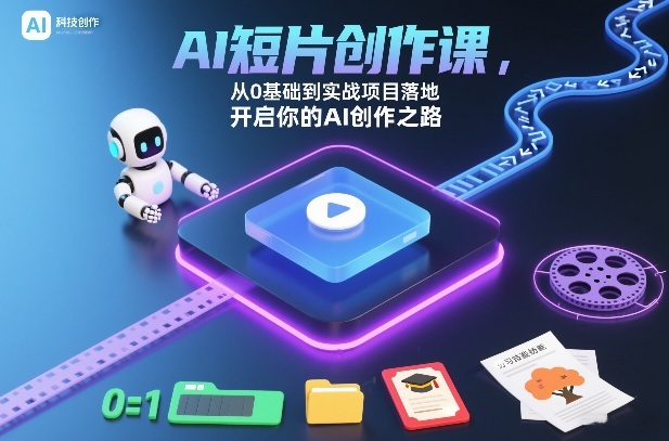 AI短片创作课，从0基础到实战项目落地，开启你的AI创作之路-紫橙资源网
