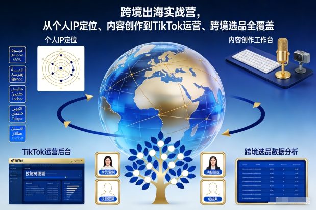 跨境出海实战营，从个人IP定位、内容创作到TikTok运营、跨境选品全覆盖-紫橙资源网