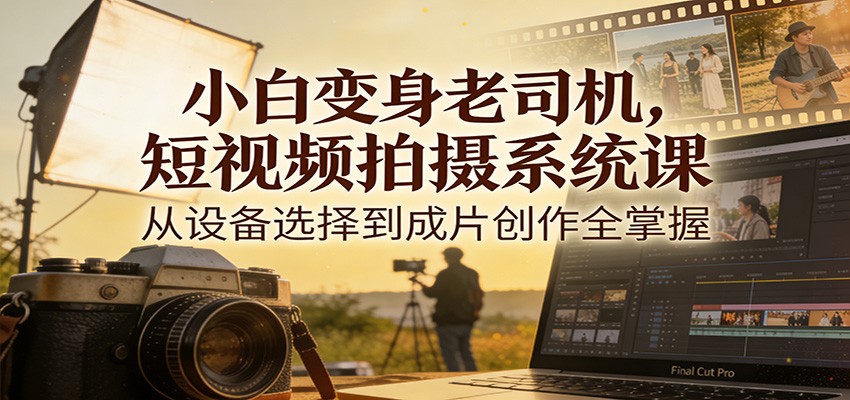 小白变身老司机，短视频拍摄系统课，从设备选择到成片创作全掌握-紫橙资源网