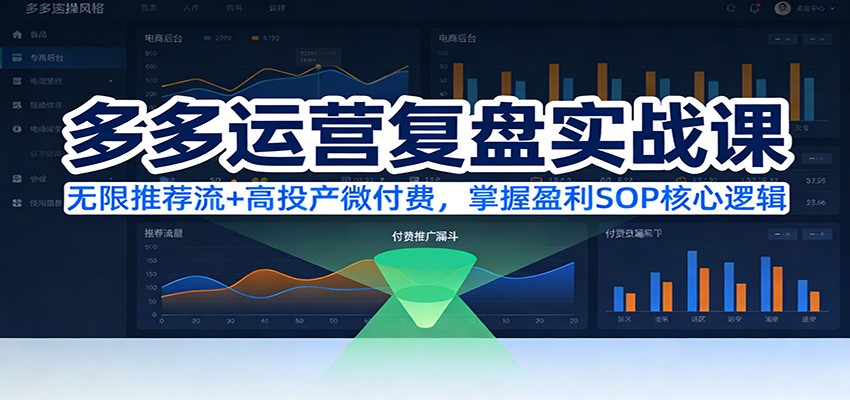 多多运营复盘实战课：无限推荐流+高投产微付费，掌握盈利SOP核心逻辑（更新）-紫橙资源网