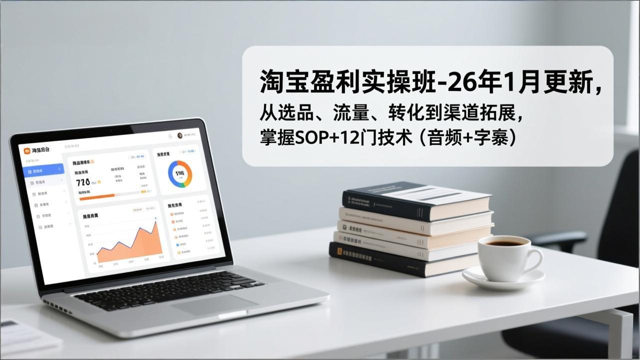 淘宝盈利实操班-26年1月更新,从选品、流量、转化到渠道拓展,掌握SOP+12门技术(音频+字幕)-紫橙资源网