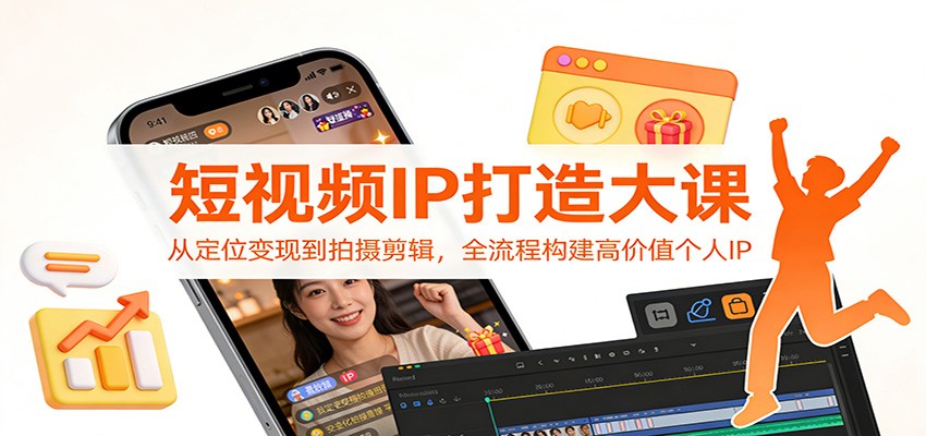 短视频IP打造大课：从定位变现到拍摄剪辑，全流程构建高价值个人IP-紫橙资源网