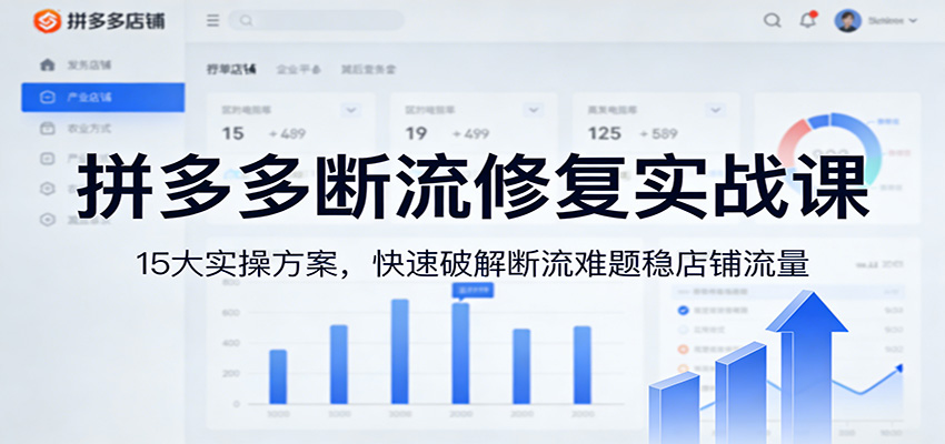 拼多多断流修复实战课：15大实操方案，快速破解断流难题稳店铺流量-紫橙资源网