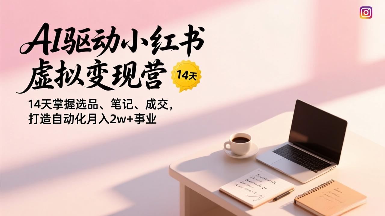 AI驱动小红书虚拟变现营，14天掌握选品、笔记、成交，打造自动化月入2w+事业-紫橙资源网
