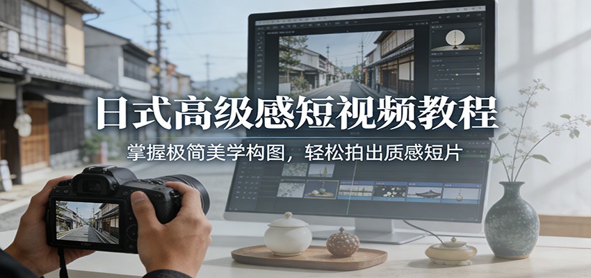 日式高级感短视频教程：掌握极简美学构图，轻松拍出质感短片-紫橙资源网