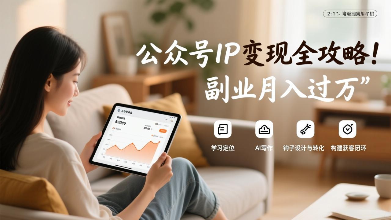 公众号IP变现全攻略，学习定位、AI写作、钩子设计与转化，构建获客闭环，副业月入过万-紫橙资源网