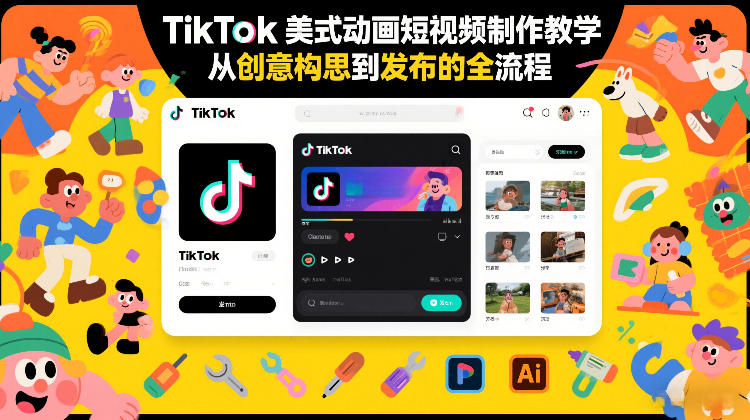 TikTok美式动画短视频制作教学，从创意构思到发布的全流程-紫橙资源网