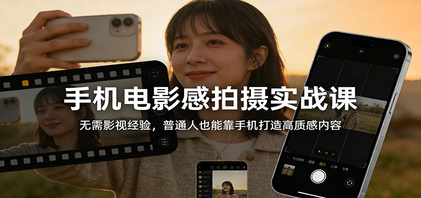 手机电影感拍摄实战课:无需影视经验,普通人也能靠手机打造高质感内容-紫橙资源网