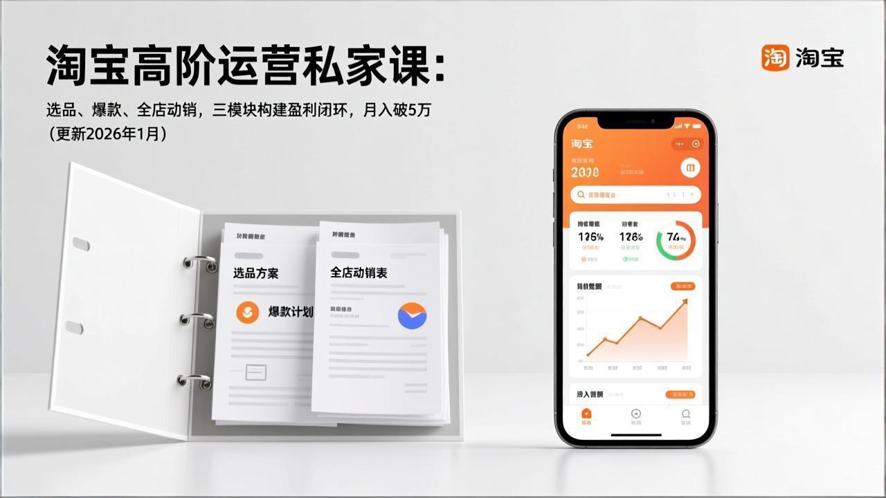 淘宝高阶运营私家课:选品、爆款、全店动销,三模块构建盈利闭环,月入破5万(更新26年1月)-紫橙资源网