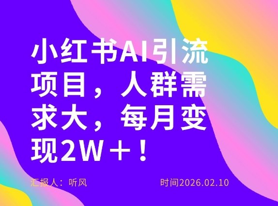 她通过这个AI项目每月做到2W＋的收入，最新小红书AI项目，人群需求大！-紫橙资源网