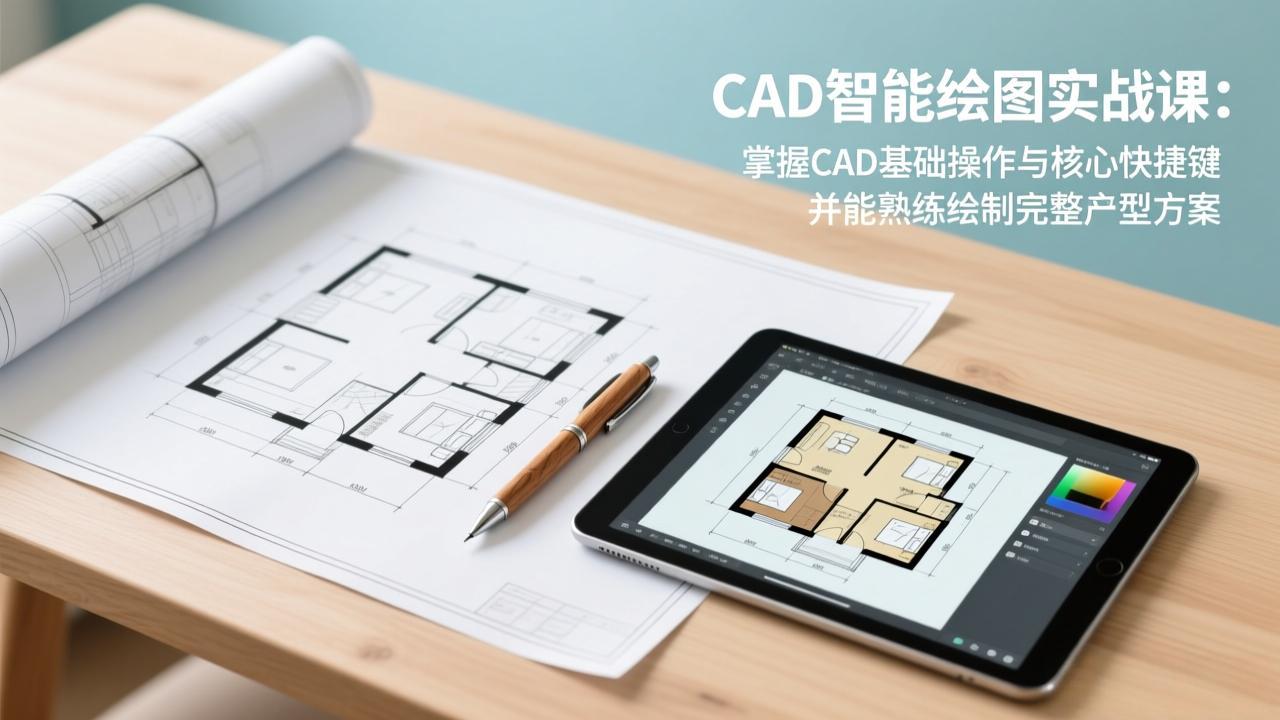 CAD智能绘图实战课：掌握CAD基础操作与核心快捷键，并能熟练绘制完整户型方案-紫橙资源网