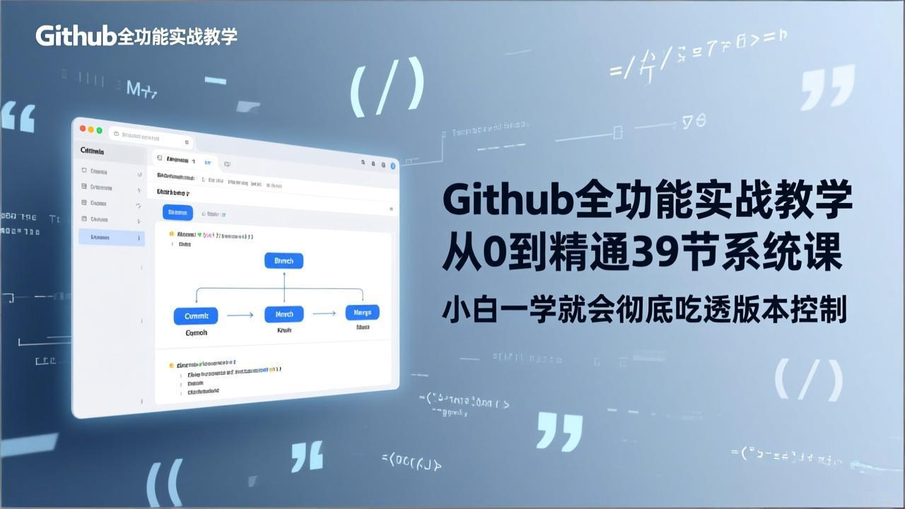 GitHub-全功能实战教学，从0到精通39节系统课，小白一学就会彻底吃透版本控制-紫橙资源网